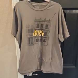 Gray Graphic T-Shirt with Yellow Print
